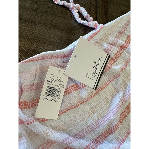 Roudelain Womens Spaghetti Strap Tank Top Pink And White Striped Size Medium NEW - Picture 5 of 12